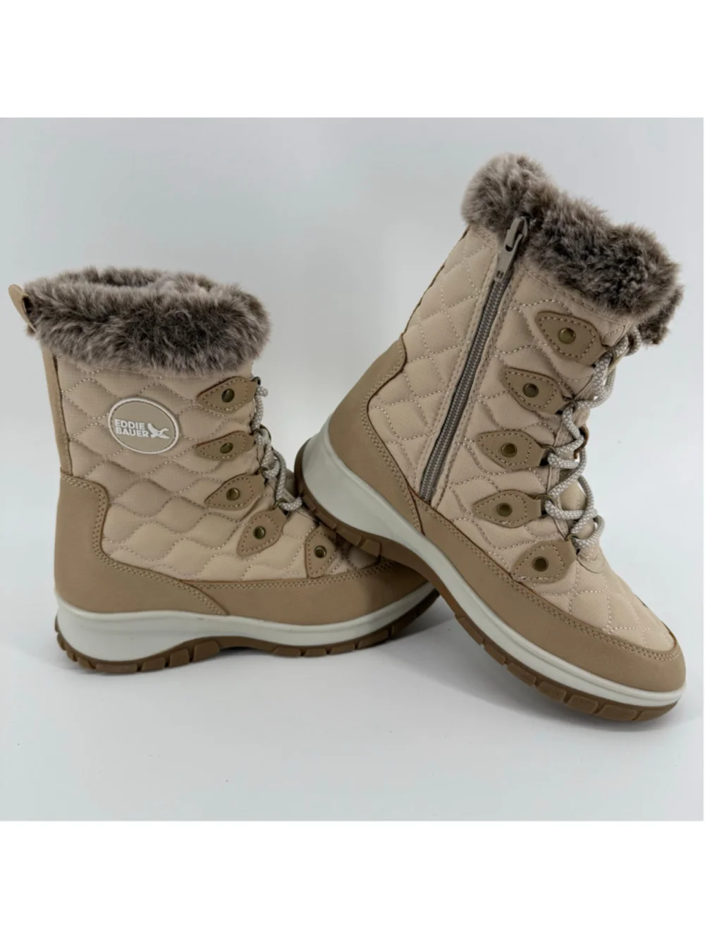 Eddie Bauer Sterling Snow Winter Boots Women’s Cream Faux Fur Lined Size 6 M